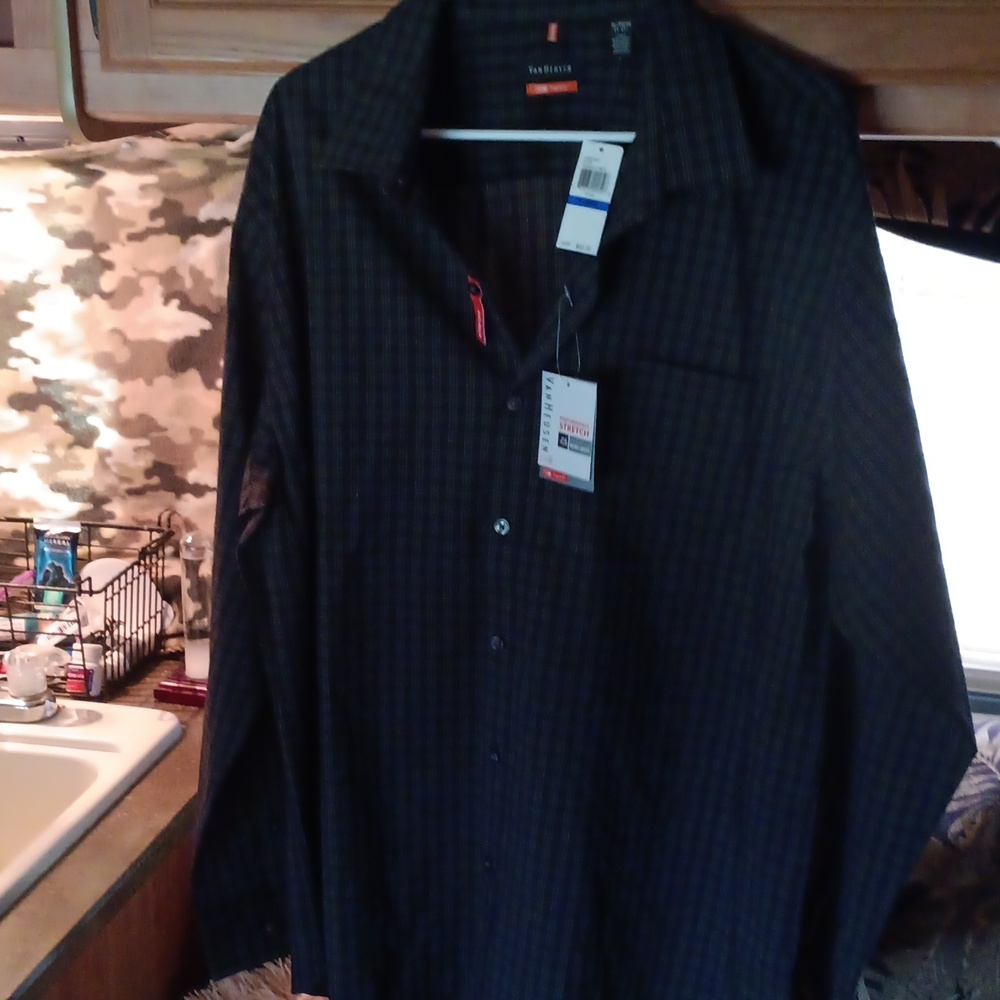 New Van Heusen traveler stretch long sleeve shirt size x-large black